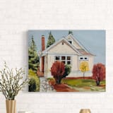 "House Portrait, 11 X 14, Custom Painting on Canvas" - Commissioned Original Painting in multicolorassorted-colors by Arohika Verma