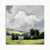 "Custom Landscape 16 x 16 Oil Painting Commission" - Commissioned Original Painting in gray by Stephanie Goos Johnson