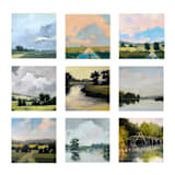 "Custom Landscape 16 x 16 Oil Painting Commission" - Commissioned Original Painting in gray by Stephanie Goos Johnson