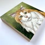 "Mini pet portrait, 5x5", oil painting commission" - Commissioned Original Painting in multicolor by Holly Whitcomb
