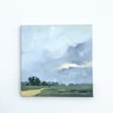 "Custom Landscape 12 x 12 Oil Painting Commission" - Commissioned Original Painting in green by Stephanie Goos Johnson