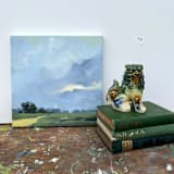 "Custom Landscape 12 x 12 Oil Painting Commission" - Commissioned Original Painting in green by Stephanie Goos Johnson