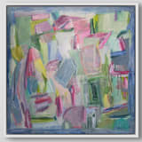 "Custom Abstract Painting – 36” x 36” Acrylic on Canvas (Framed)" - Commissioned Original Painting in multicolor by Sarah Mankin