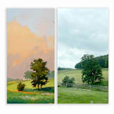 "Custom Landscape 10 x 20 Oil Painting Commission" - Commissioned Original Painting in green by Stephanie Goos Johnson