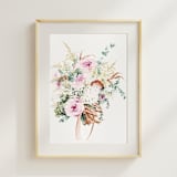 "Wedding Bouquet Watercolor Painting 11 in x 14 in" - Commissioned Original Painting in multicolorassorted-colors by Kate Nelson