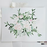 "Wedding Bouquet Watercolor Painting 11 in x 14 in" - Commissioned Original Painting in multicolorassorted-colors by Kate Nelson