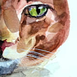 "Watercolor Cat Portrait, 9x12", Commission Painting" - Commissioned Original Painting in multicolorassorted-colors by Nate Abell
