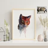 "Watercolor Cat Portrait, 9x12", Commission Painting" - Commissioned Original Painting in multicolorassorted-colors by Nate Abell