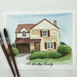 "Custom Commissioned Home/Building Watercolor with Customized Text, 8x10 in., Painting Commission" - Commissioned Original Painting in multicolorassorted-colors by Lisa Travis
