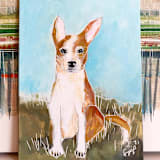 "Custom Pet Portrait 5 x 7." - Commissioned Original Painting in multicolor by Sarah Fitzgerald