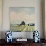 "Custom Landscape 36 x 36 Oil Painting Commission" - Commissioned Original Painting in green by Stephanie Goos Johnson