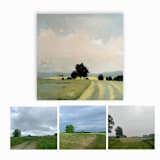 "Custom Landscape 36 x 36 Oil Painting Commission" - Commissioned Original Painting in green by Stephanie Goos Johnson