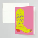"Boots" - Bachelorette Party Thank You Cards in Peony by Baumbirdy - Front