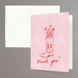 "Party Boots" - Bachelorette Party Thank You Cards in Strawberry by Erin Kessler - Front
