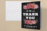 "Chalk Blossoms" - Engagement Party Thank You Cards in Chalkboard by Honeybunch Studio - Front