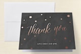 "Rose Gold Celebration" - Engagement Party Thank You Cards in Charcoal by Splendid Press - Front