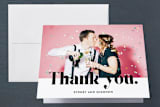 "BOOM Pop the Champagne" - Engagement Party Thank You Cards in Midnight by Erika Firm - Front