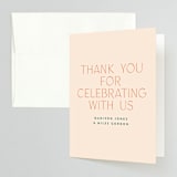"Just Type" - Engagement Party Thank You Cards in Peaches by Owl and Toad - Front