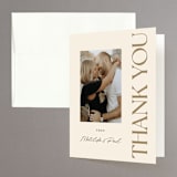 "Champagne" - Engagement Party Thank You Cards in Almond by Morgan Kendall - Front