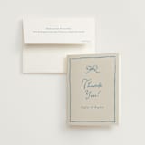"ribbon bow drawing" - Engagement Party Thank You Cards in Dusty Blue by Cass Loh - Card with Envelope
