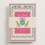 "Whimsical Hand Illustrated Crest" - Direction Cards in Peony by Jackie Crawford - Assembled with Belly Band