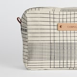 "Sketchy Plaid" - Dopp Kit in Pencil by Katie Wahn - Fabric Detail