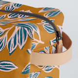 "Wandering" - Dopp Kit in Mustard by Alicia Schultz - Strap and Zipper Detail