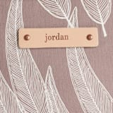 "Sketched Willow" - Dopp Kit in Mauve by Katharine Watson - Tag Detail
