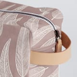 "Sketched Willow" - Dopp Kit in Mauve by Katharine Watson - Strap and Zipper Detail