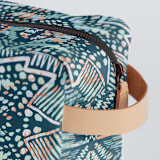 "Pastel geo" - Dopp Kit in Mineral by Susanna Nousiainen - Strap and Zipper Detail