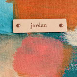 "Shuffle" - Dopp Kit in Salmon by Lindsay Megahed - Tag Detail