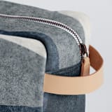 "tissue overlay" - Dopp Kit in MIdnight by Carrie Moradi - Strap and Zipper Detail