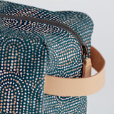 "Modern Showers" - Dopp Kit in Navy by Jenna Holcomb - Strap and Zipper Detail