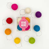 "Felt Ball Wine Charms in Acrylic Party Cube" - Drink Tags and Charms in multicolorassorted-colors by Dorrie Andrews