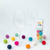 "Felt Ball Wine Charms, Set of 12" - Drink Tags and Charms in multicolorassorted-colors by Dorrie Andrews