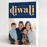 "Diwali Inlay" - Diwali Cards in Navy by Robert and Stella - Folded Card