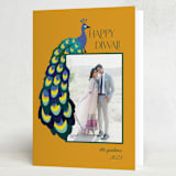 "Peacock" - Diwali Cards in Turmeric by Morgan Kendall - Folded Card