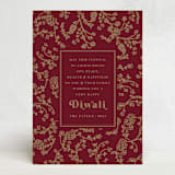 "Ornate Wishes" - Diwali Cards in Ruby by Teju Reval - Front