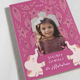 "Shubh Diwali" - Diwali Cards in Magenta by Hudson meet Rose - Detail