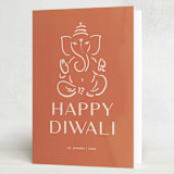 "Diwali Ganesha" - Diwali Cards in Mango by Teju Reval - Folded Card