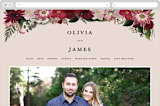 "Midnight Botanicals" - Wedding Website in Cranberry by Susan Moyal - Desktop Design