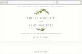 "Simple Pine Branches" - Wedding Website in Vanilla by Mere Paper - Desktop Design