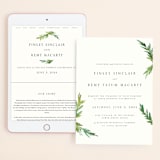 "Simple Pine Branches" - Wedding Website in Vanilla by Mere Paper - Match Your Stationery