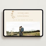 "Floral Type Arch" - Wedding Website in Cream by Baumbirdy - Desktop Design