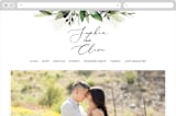 "Greenery Banner" - Wedding Website in Navy by Susan Moyal - Desktop Design