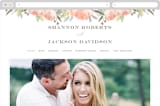 "Peony Wreath" - Wedding Website in Peach by Joanna Griffin - Desktop Design