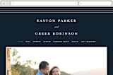 "Next Adventure" - Wedding Website in Navy by Stacey Meacham - Desktop Design