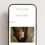 "Cosmopolitan" - Wedding Website in Soft Black by Meagan Christensen - Mobile Layout