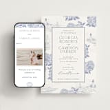 "Coastal Toile" - Wedding Website in Periwinkle by Jenna Holcomb - Match Your Stationery