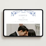 "Daisy Toile" - Wedding Website in Blue Willow by Susan Zinader - Desktop Design
